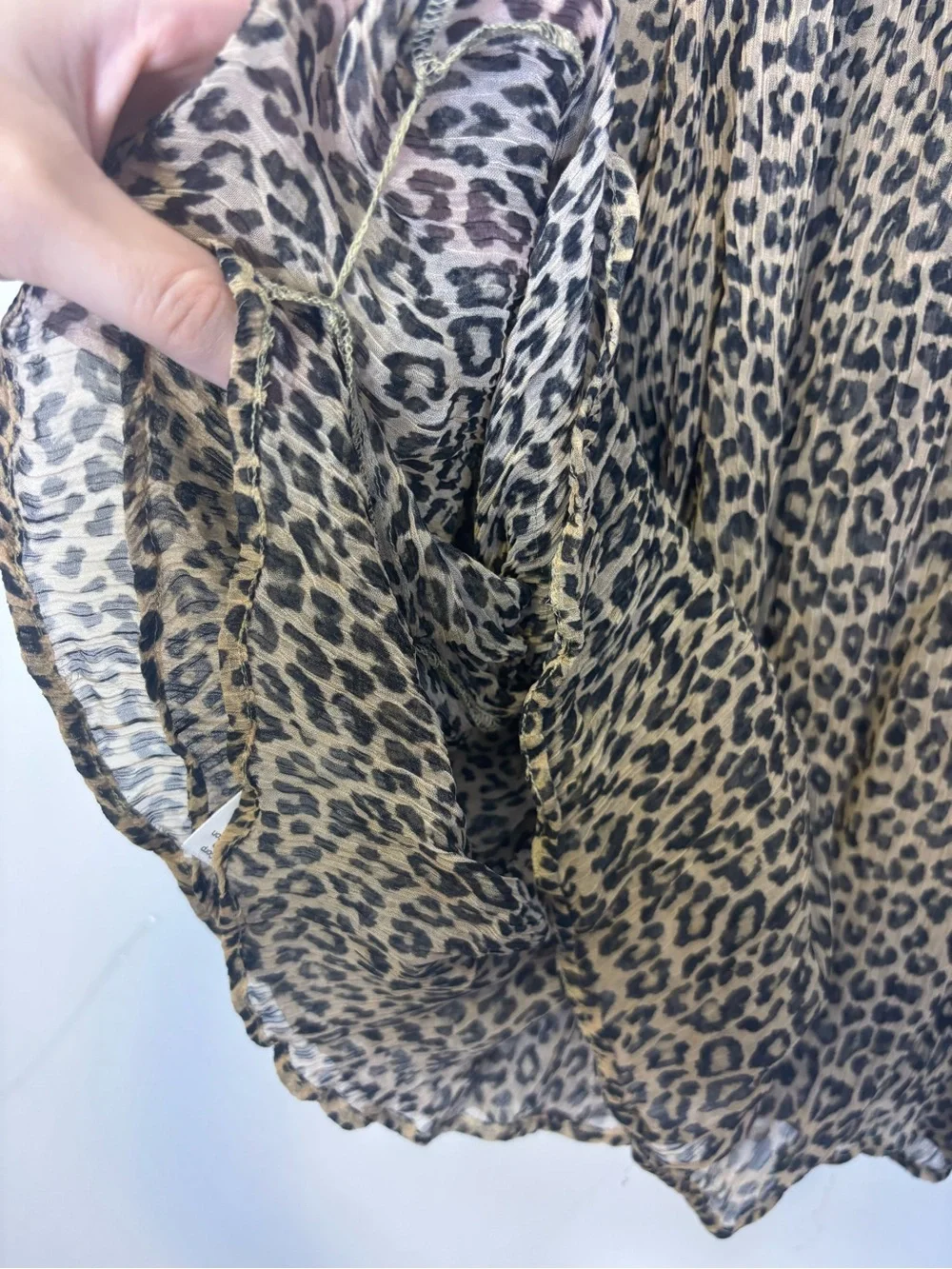 J. Crew Leopard Print Ruffle Neck Blouse in Tan and Black 3X